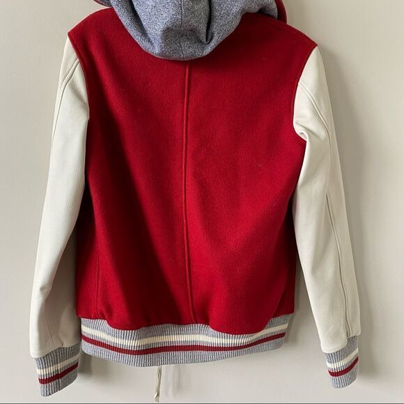 NWT-ROOTS ALEX VARSITY RED AND CREAM WOOL BLEND JACKET (SIZE:10) - Picture 8 of 15